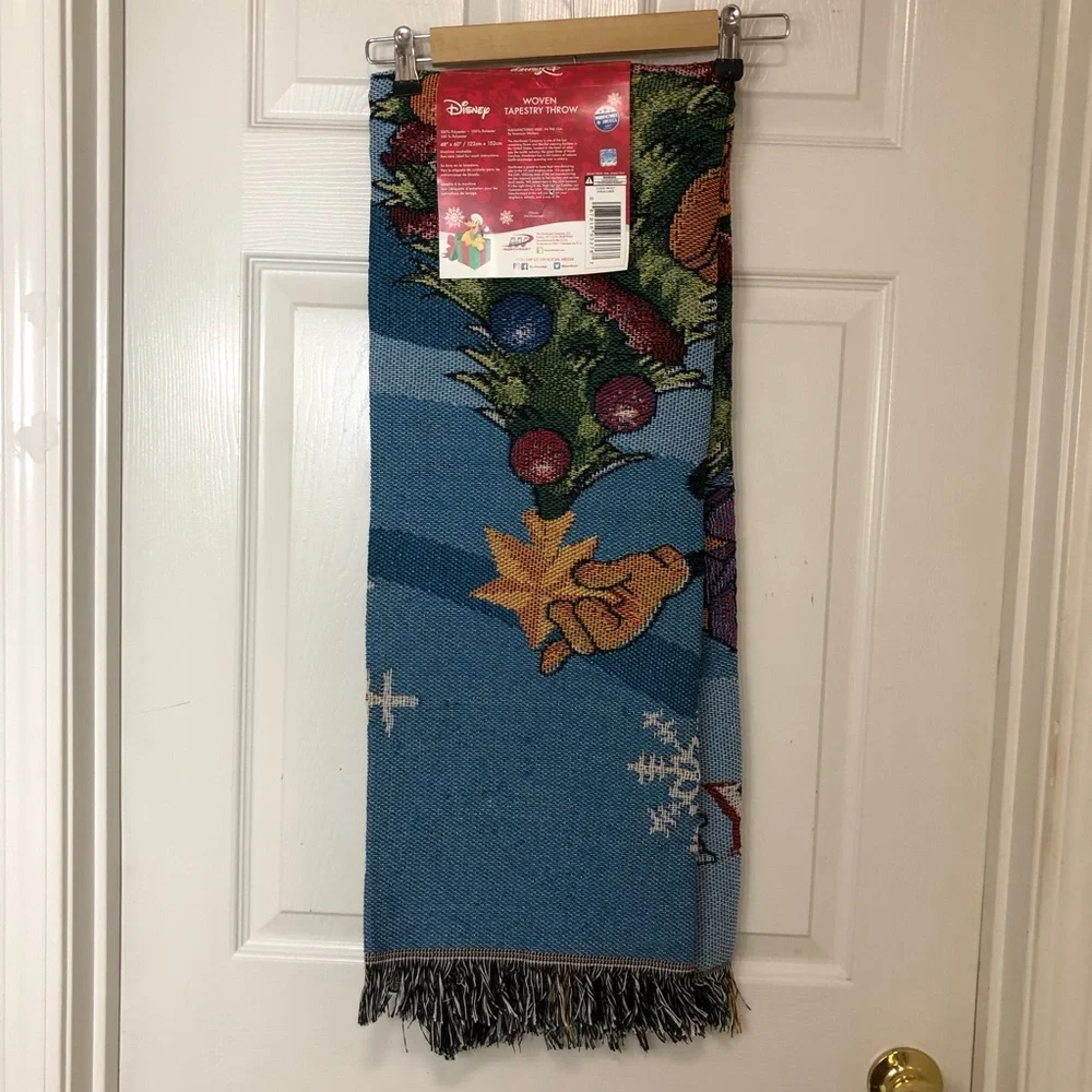 Disney Mickey Mouse Made USA Holiday Cheer Woven Tapestry Throw 48x60 Inch